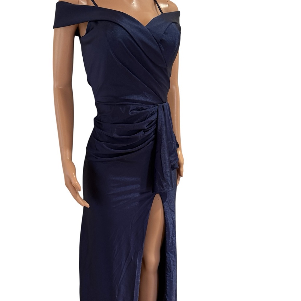 Blue Ruched One Shoulder Bodycon Dress - Picture 7 of 7